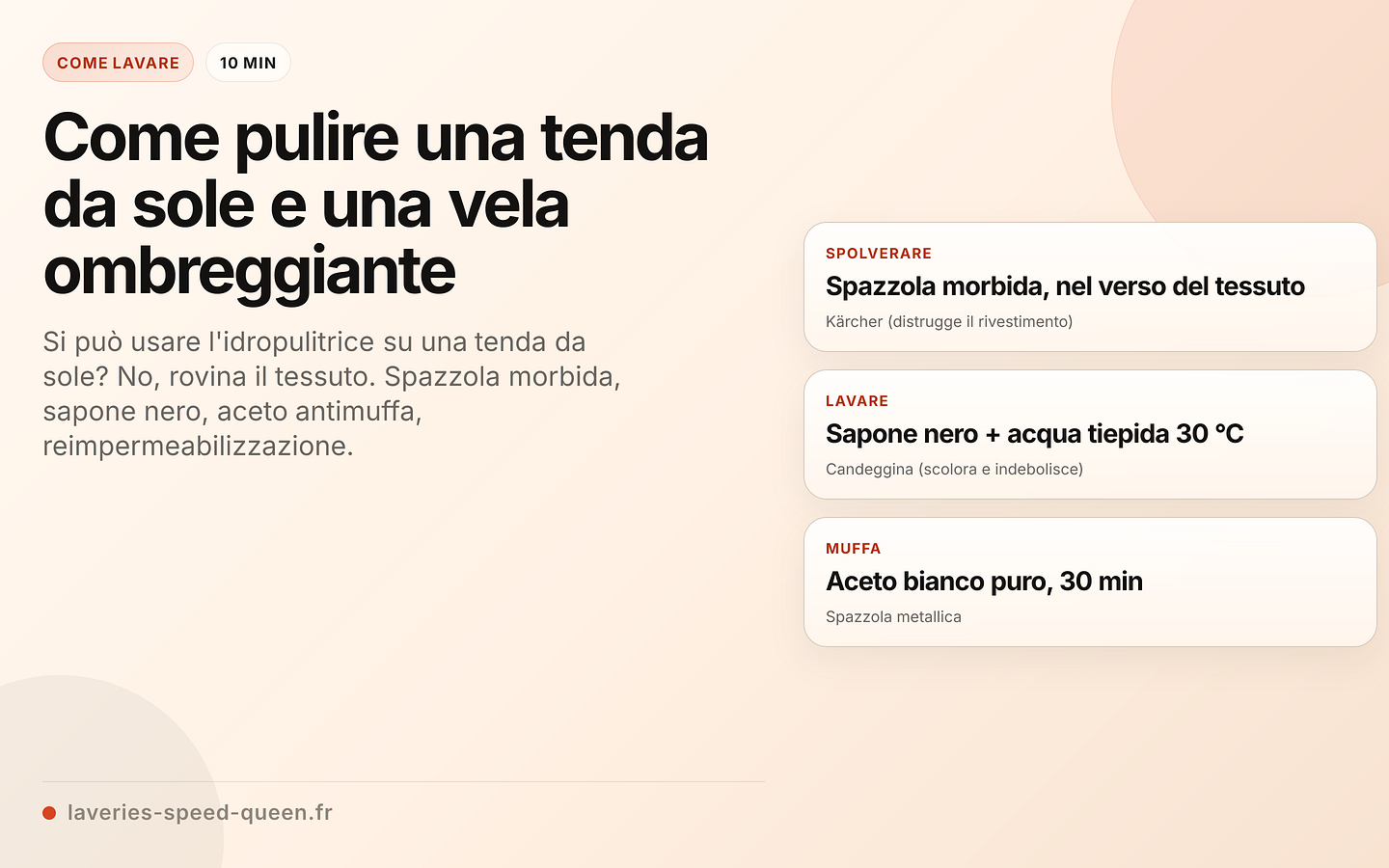 Pulizia di una tenda da sole: cosa fare e cosa evitare