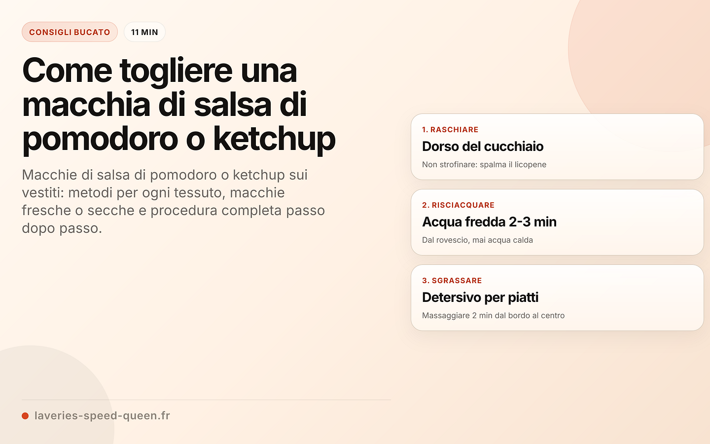 Procedura per smacchiare salsa di pomodoro e ketchup