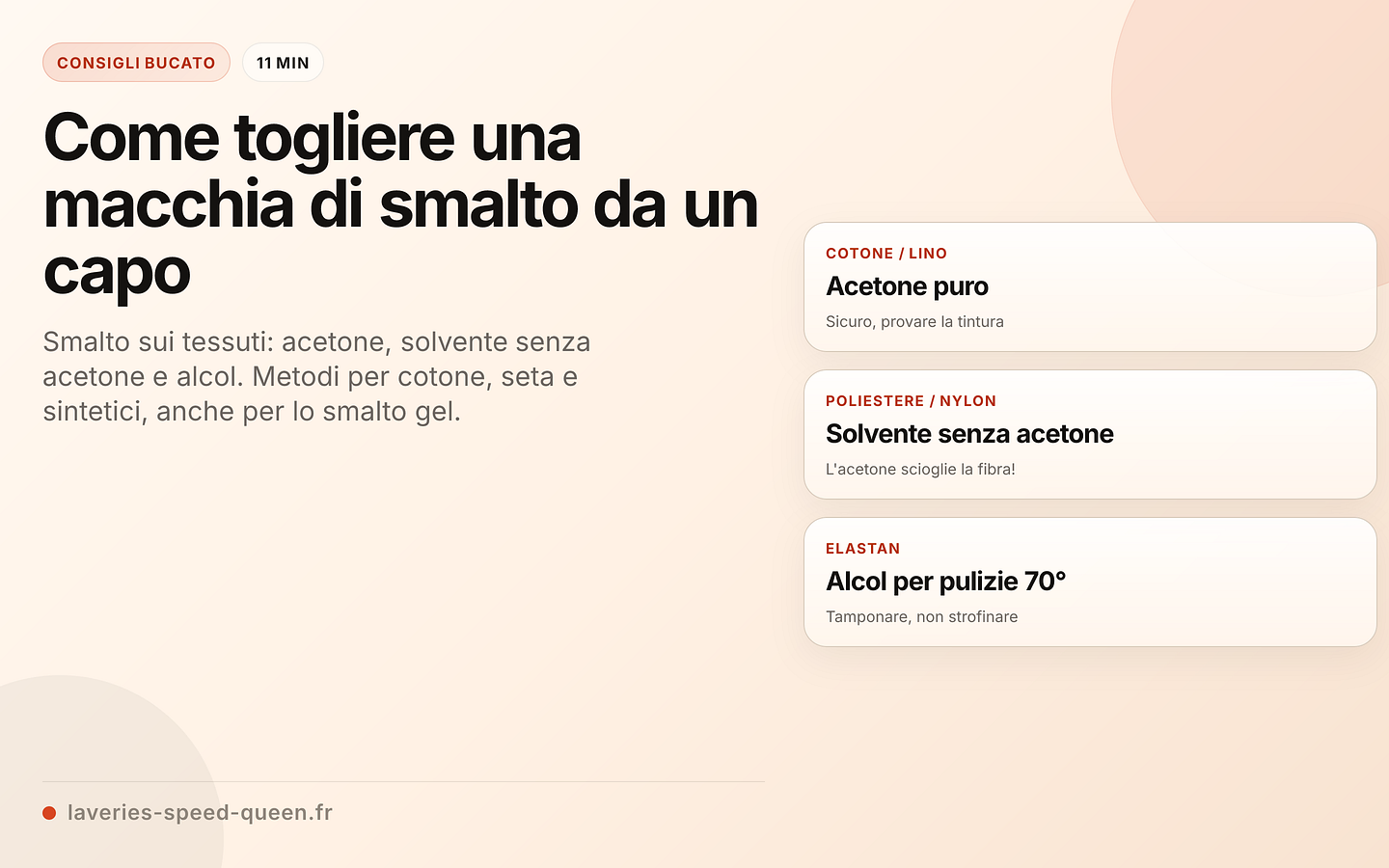 Solvente per smalto per unghie in base al tessuto