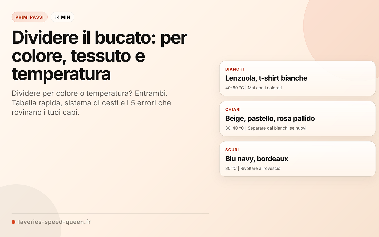 Dividere il bucato: gruppi di colore e temperatura