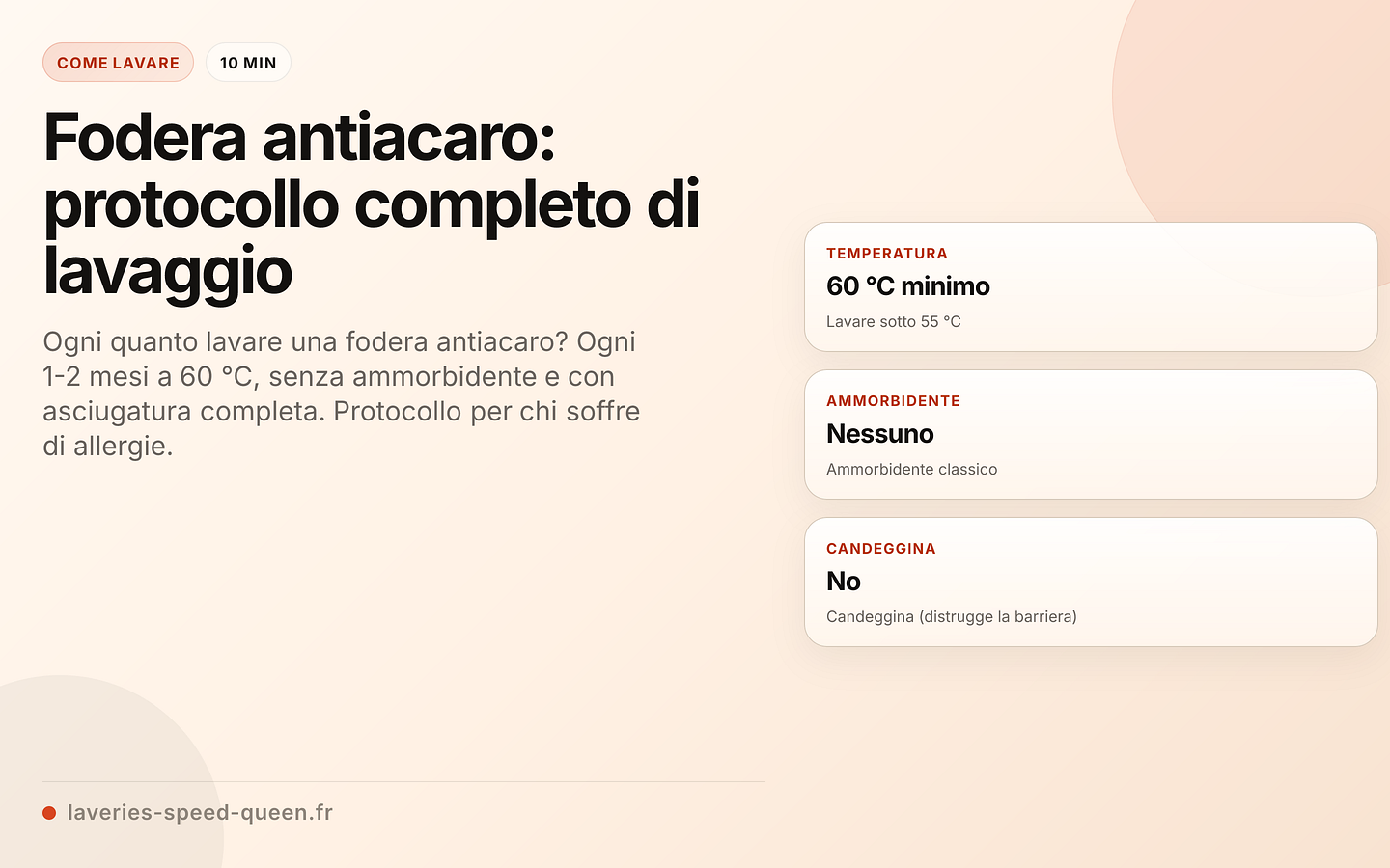 Protocollo per la fodera antiacaro