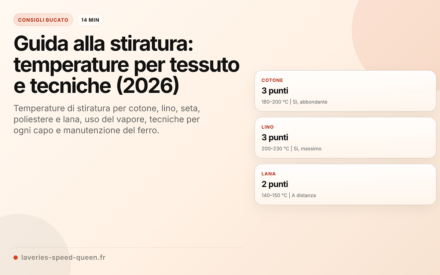Temperatura di stiratura per tessuto
