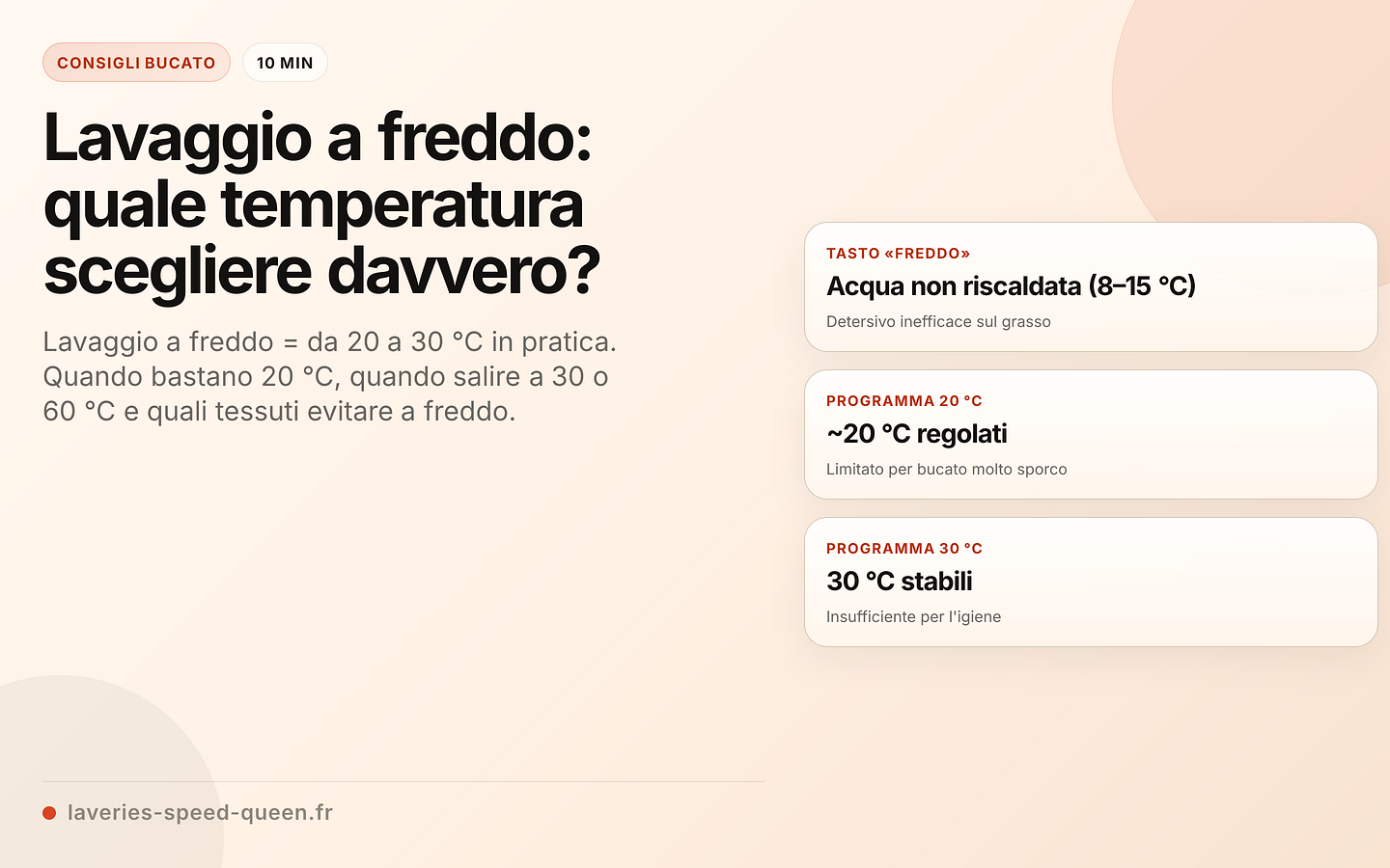 Lavaggio a freddo: cosa significa ogni impostazione