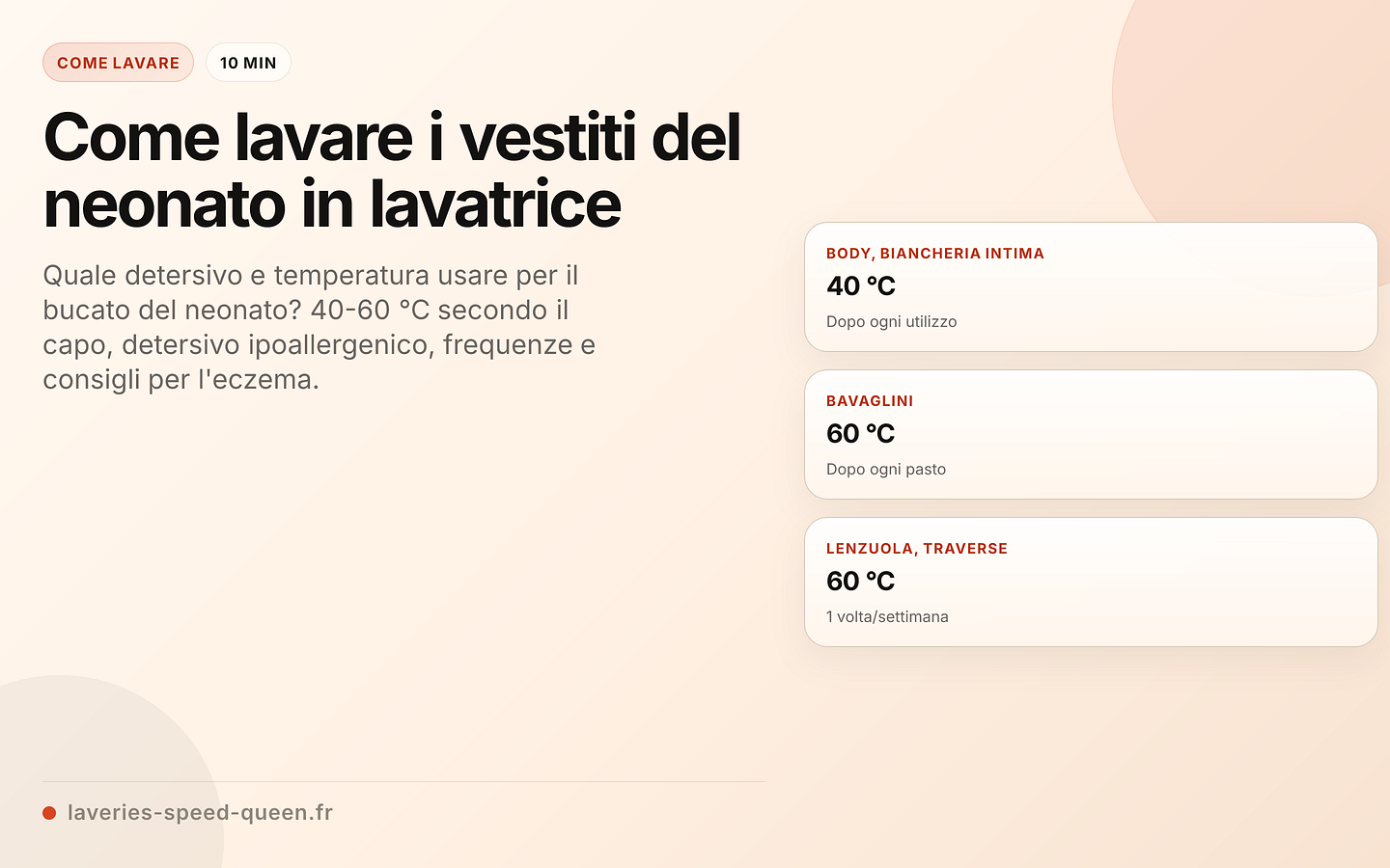 Temperatura e frequenza di lavaggio del bucato del neonato