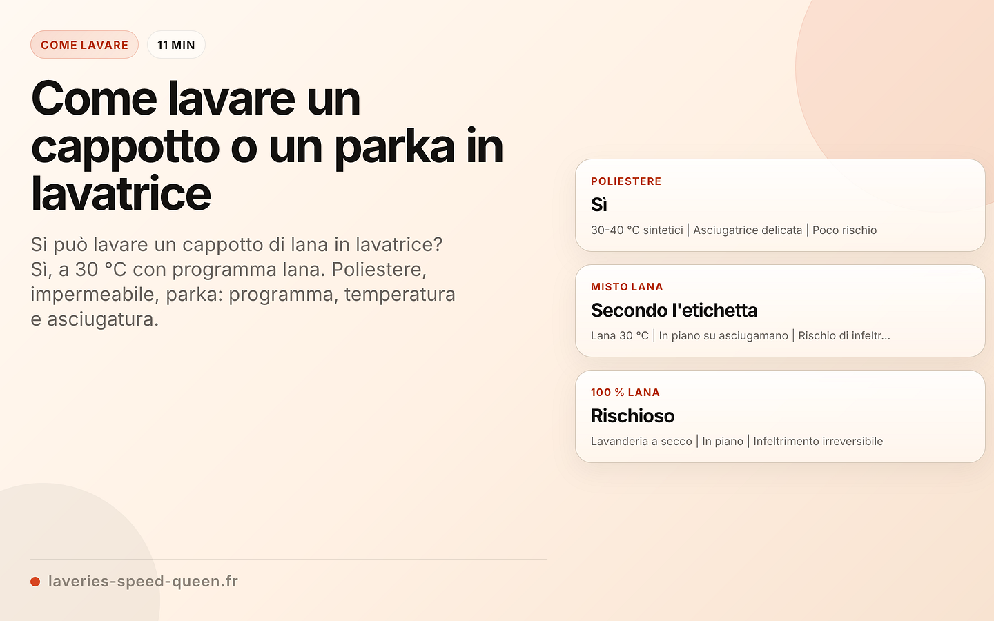 Programma di lavaggio per tipo di cappotto