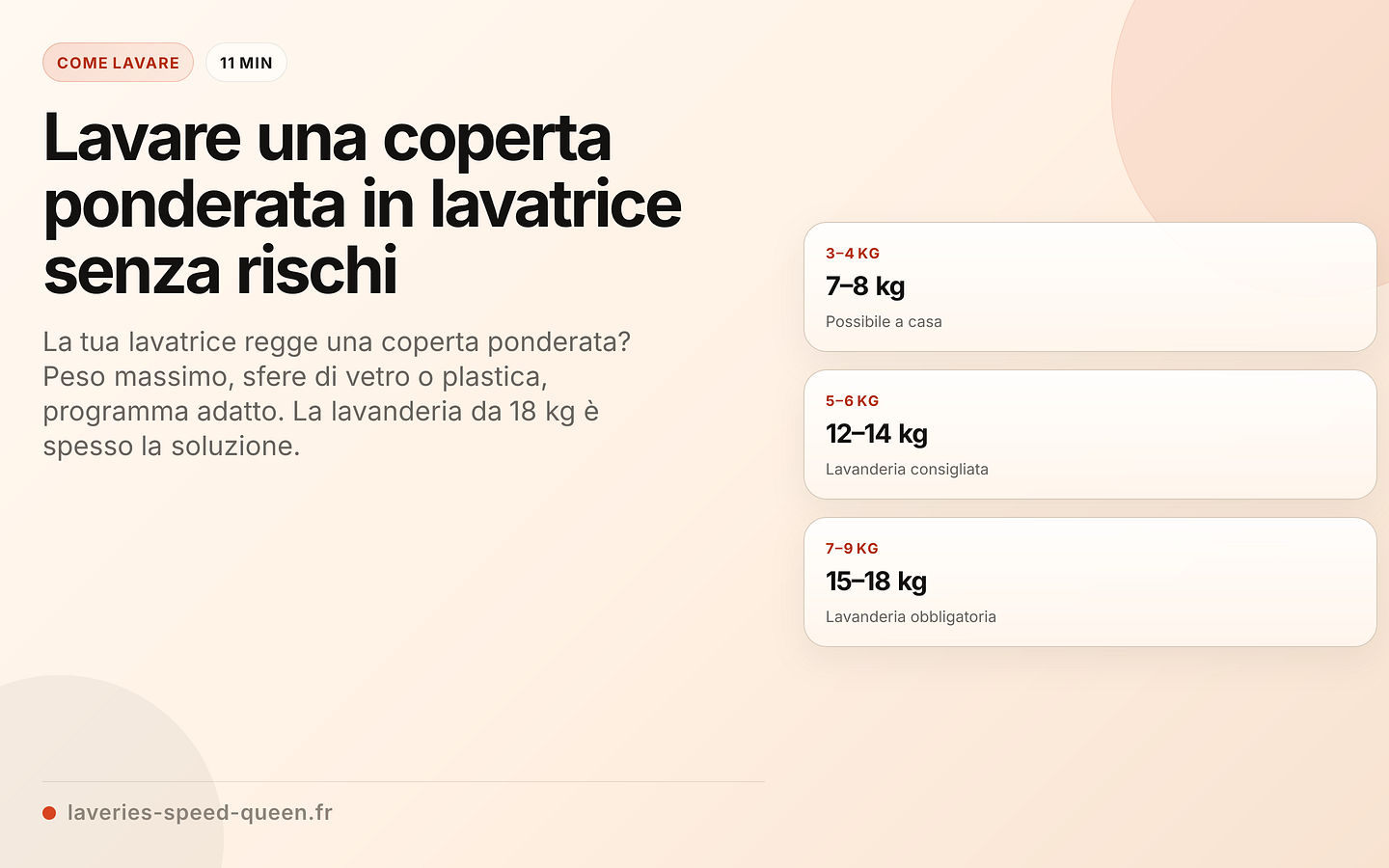 Coperta ponderata: peso e capacità della lavatrice