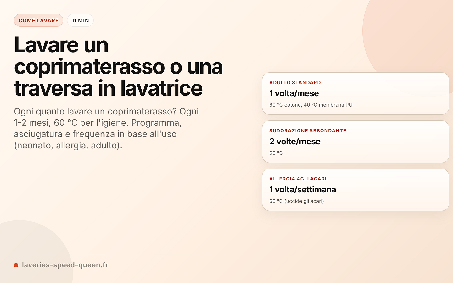 Frequenza e temperatura in base all'uso