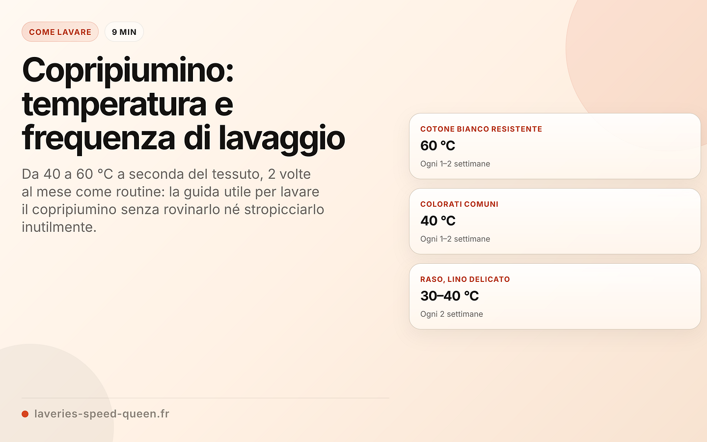 Copripiumino: temperatura e frequenza