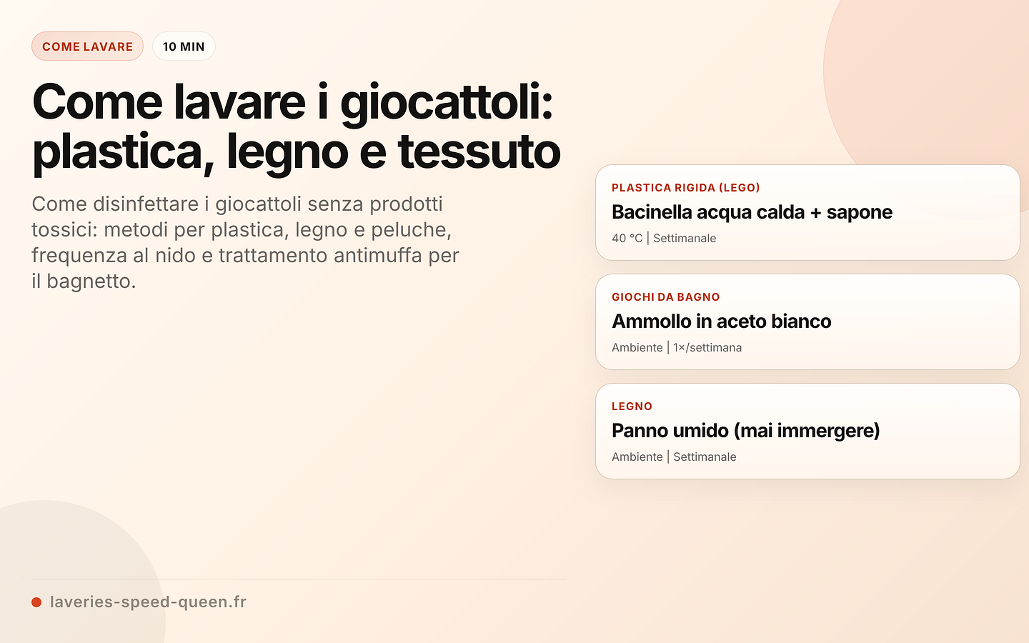 Pulizia dei giocattoli in base al materiale