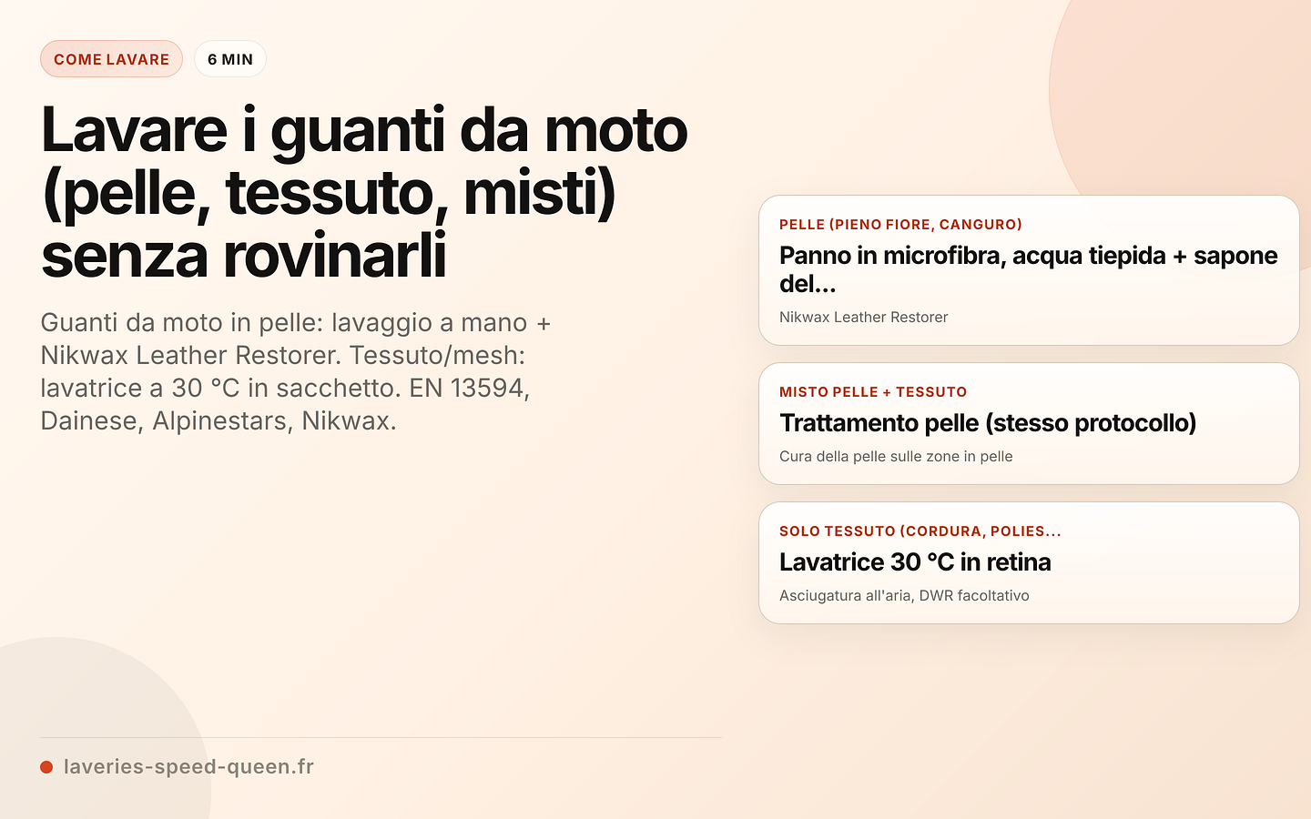 Protocollo di lavaggio dei guanti da moto in pelle e tessuto