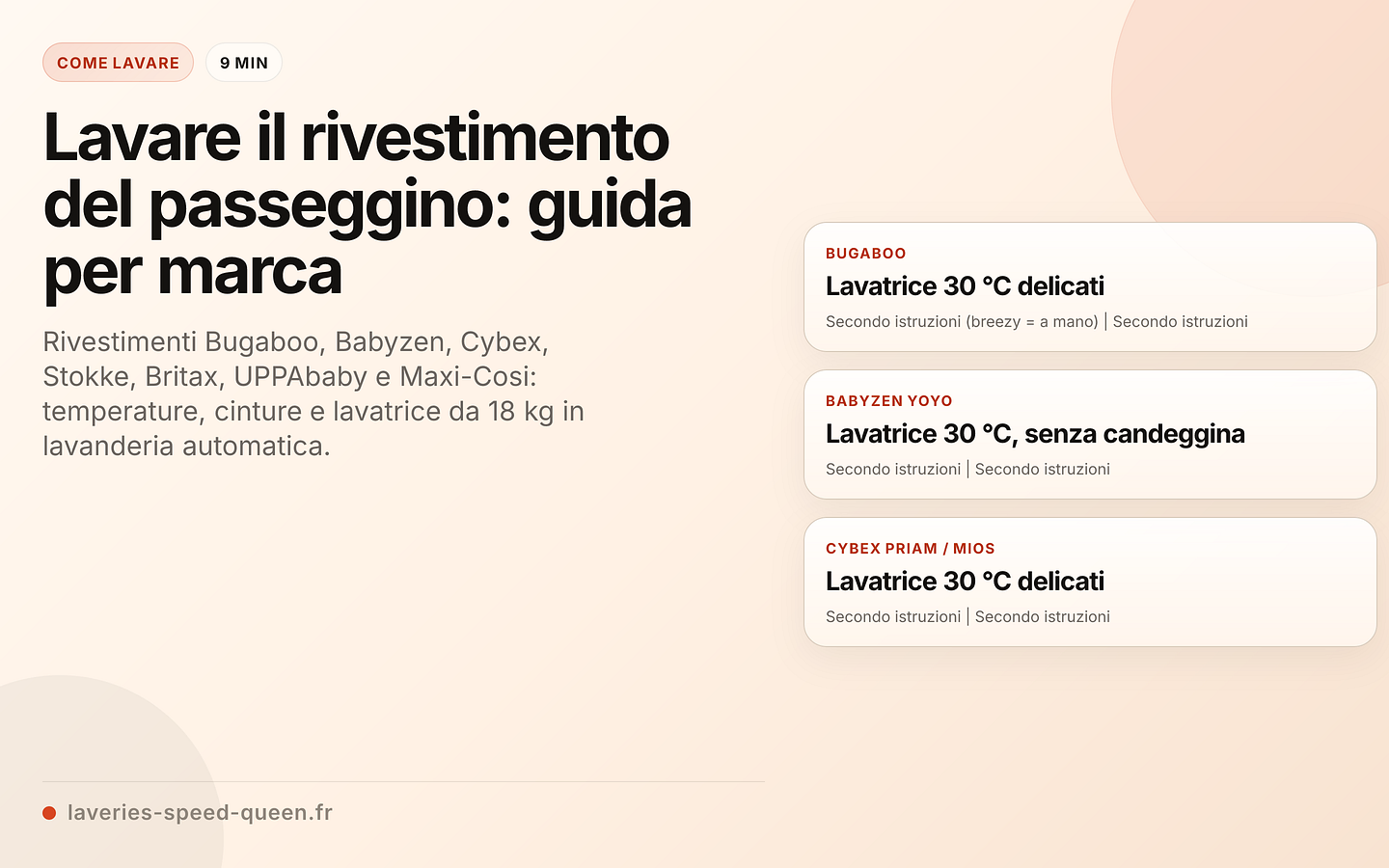 Rivestimento del passeggino smontato e pronto per il lavaggio davanti a una lavatrice di grande capacità