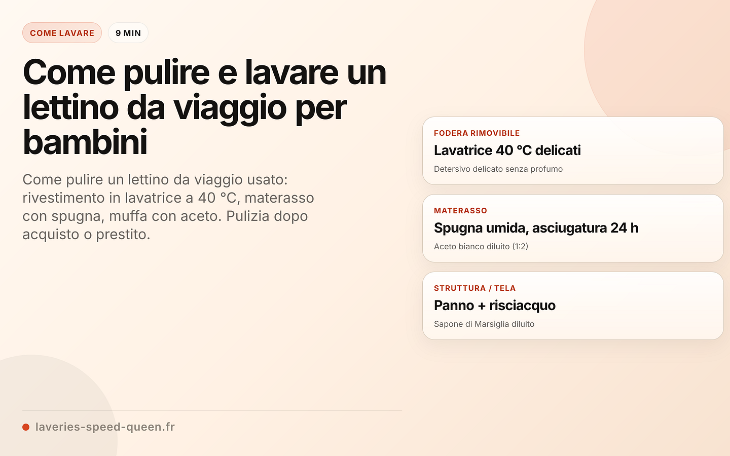 Pulizia dei singoli elementi di un lettino da viaggio