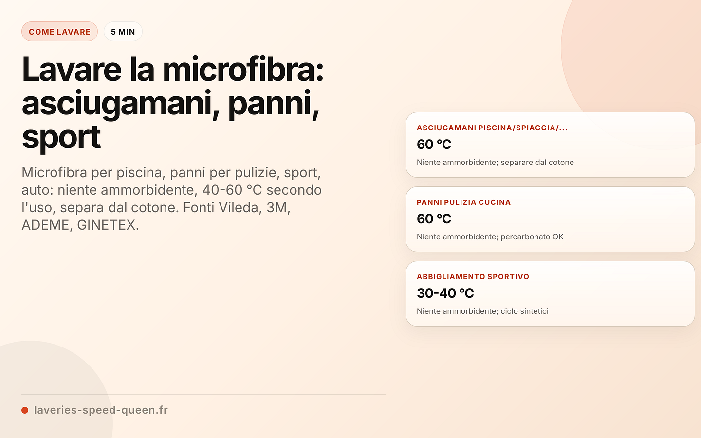 Guida alla cura della microfibra in base all'uso