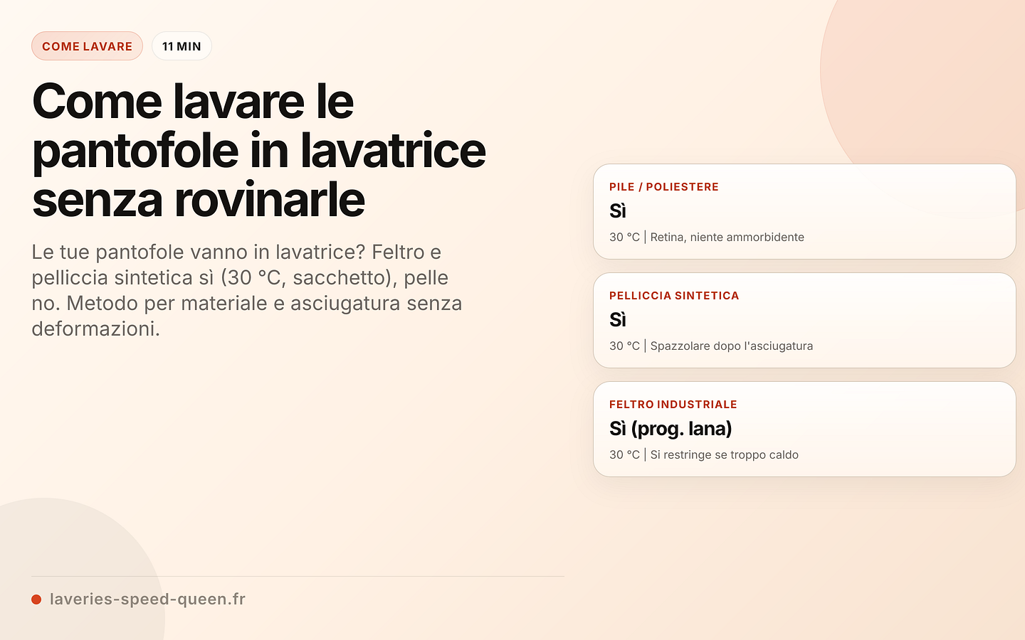 Lavabilità per tipo di pantofola