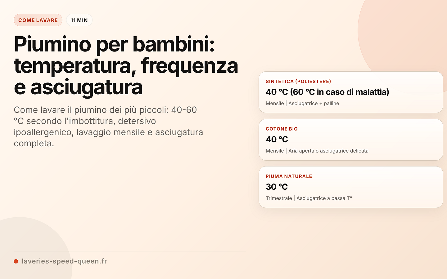 Lavaggio del piumino per neonati e bambini secondo l'imbottitura