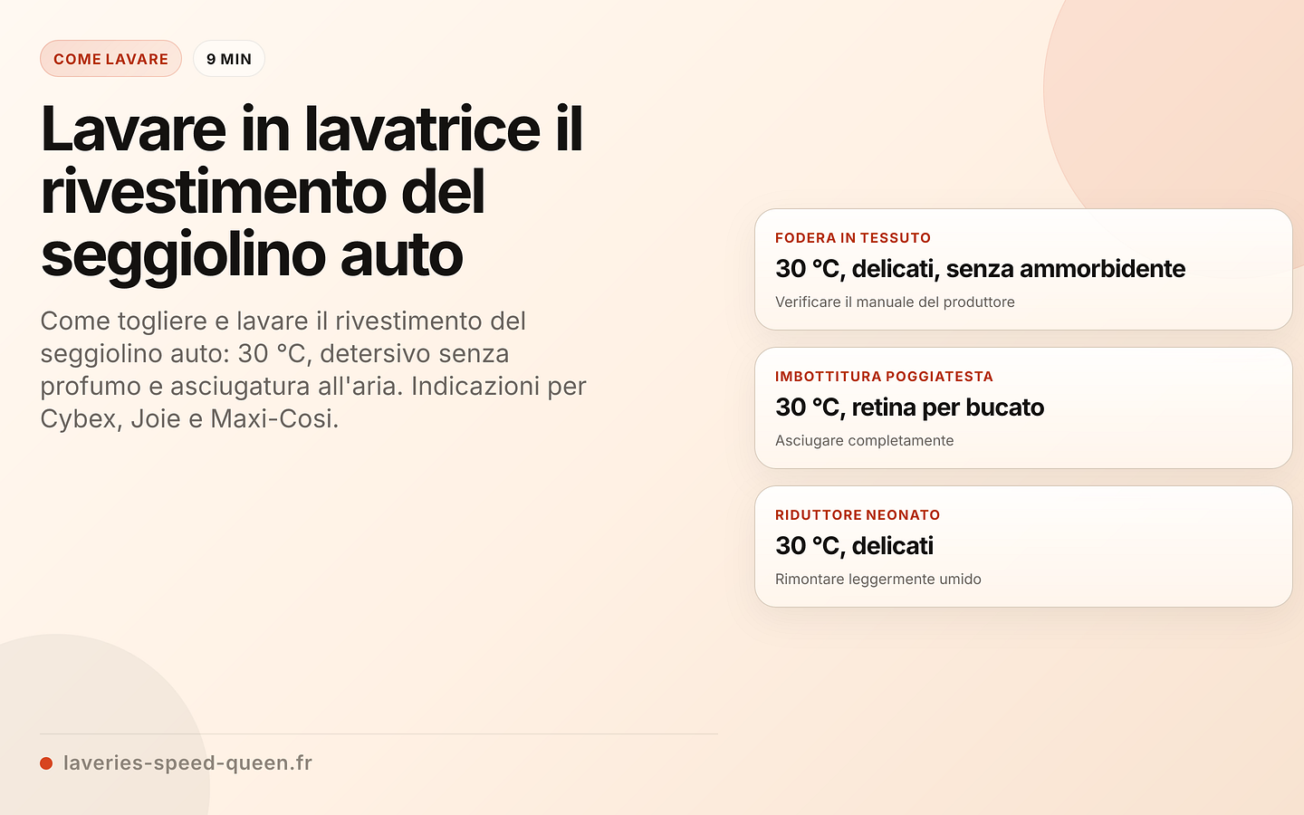 Lavaggio del rivestimento del seggiolino auto per neonati