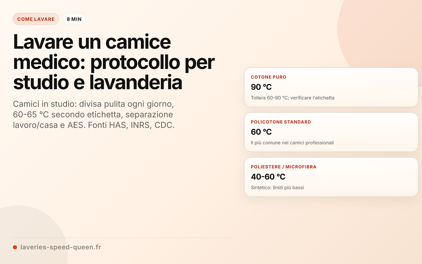 Protocollo di lavaggio di un camice medico in uno studio privato