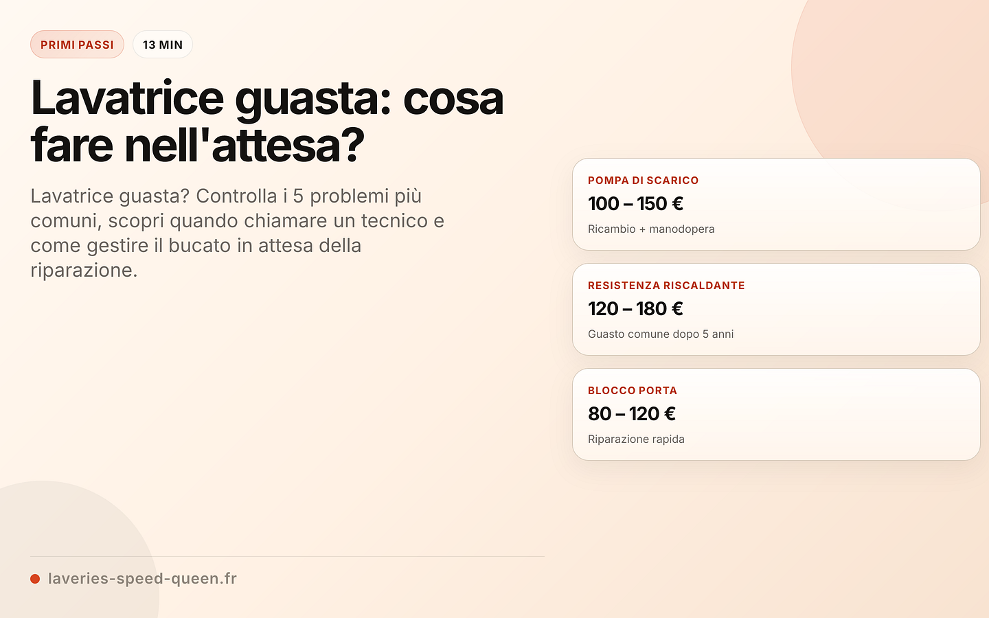 Costo della riparazione di una lavatrice (2026)