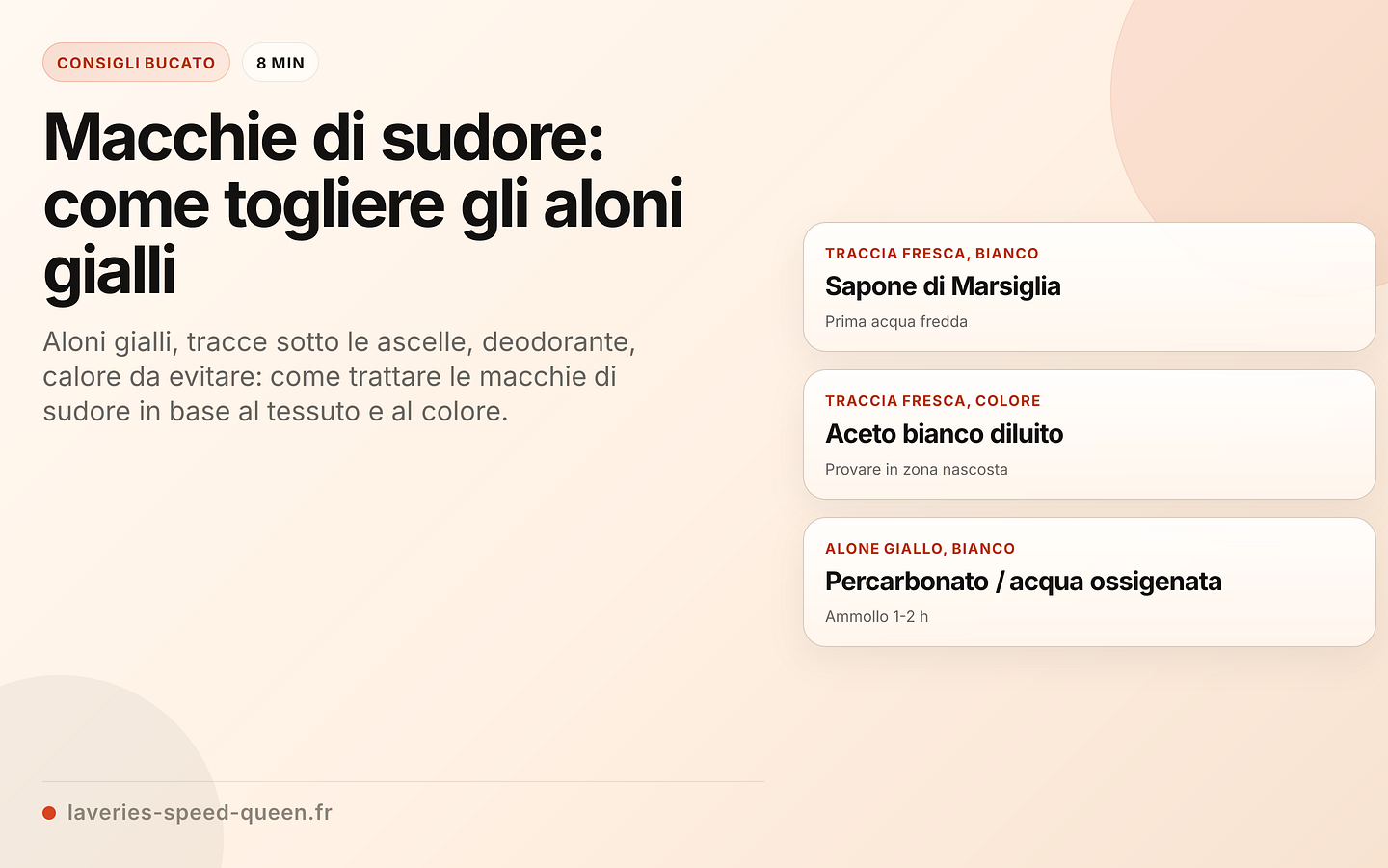 Macchie di sudore: protocollo per ogni situazione