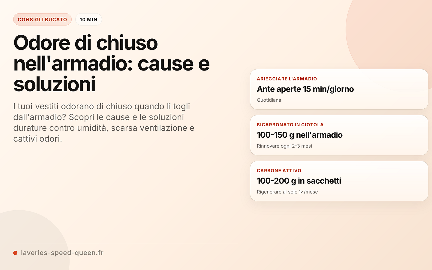 Eliminare l'odore di chiuso dall'armadio