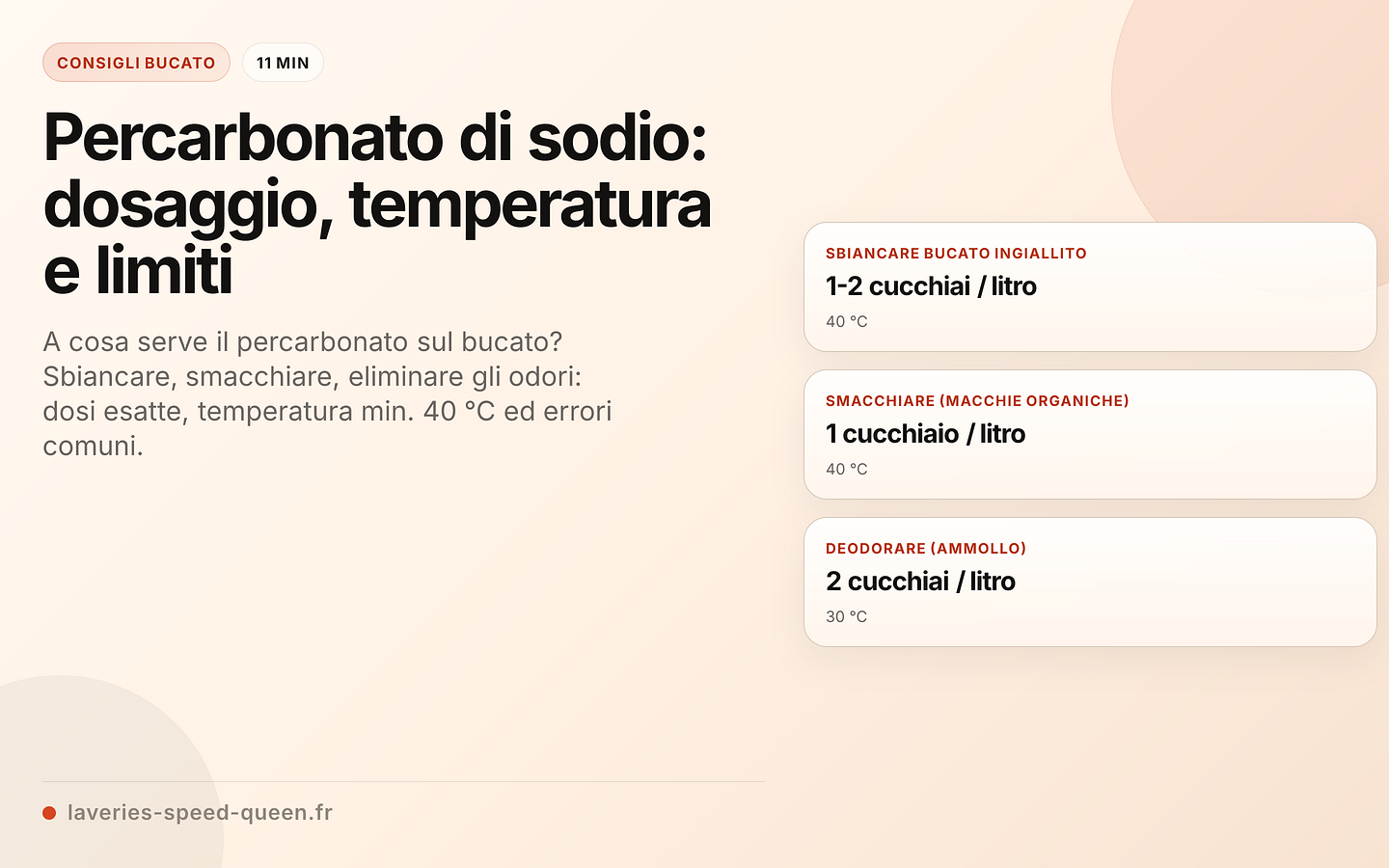 Percarbonato di sodio: uso, dosaggio e limiti