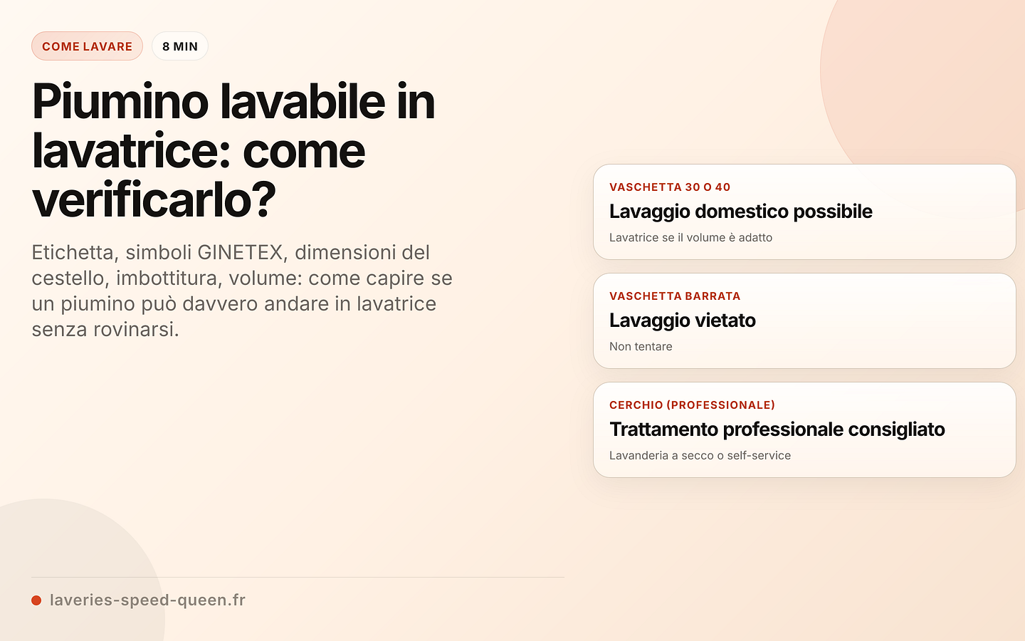 Verificare se un piumino può andare in lavatrice