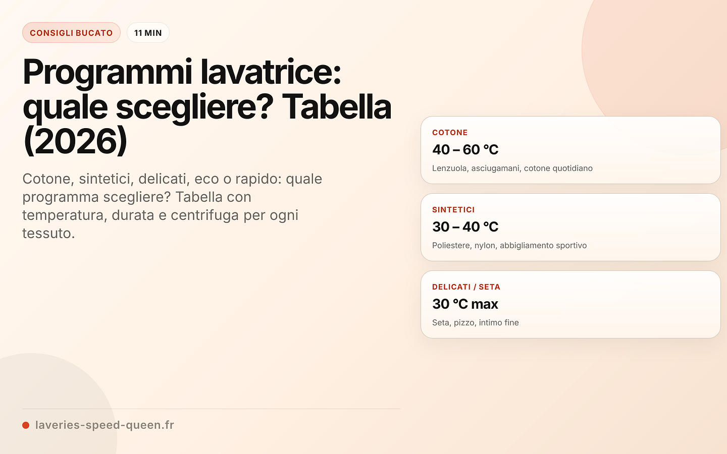 Programmi della lavatrice: guida