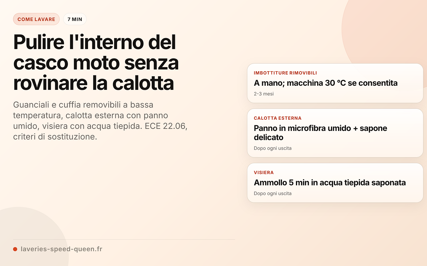 Protocollo di pulizia dell'interno di un casco moto