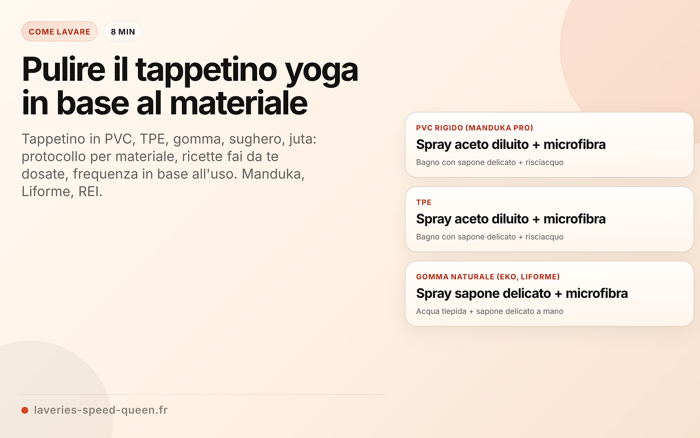 Protocollo di pulizia di un tappetino yoga per materiale