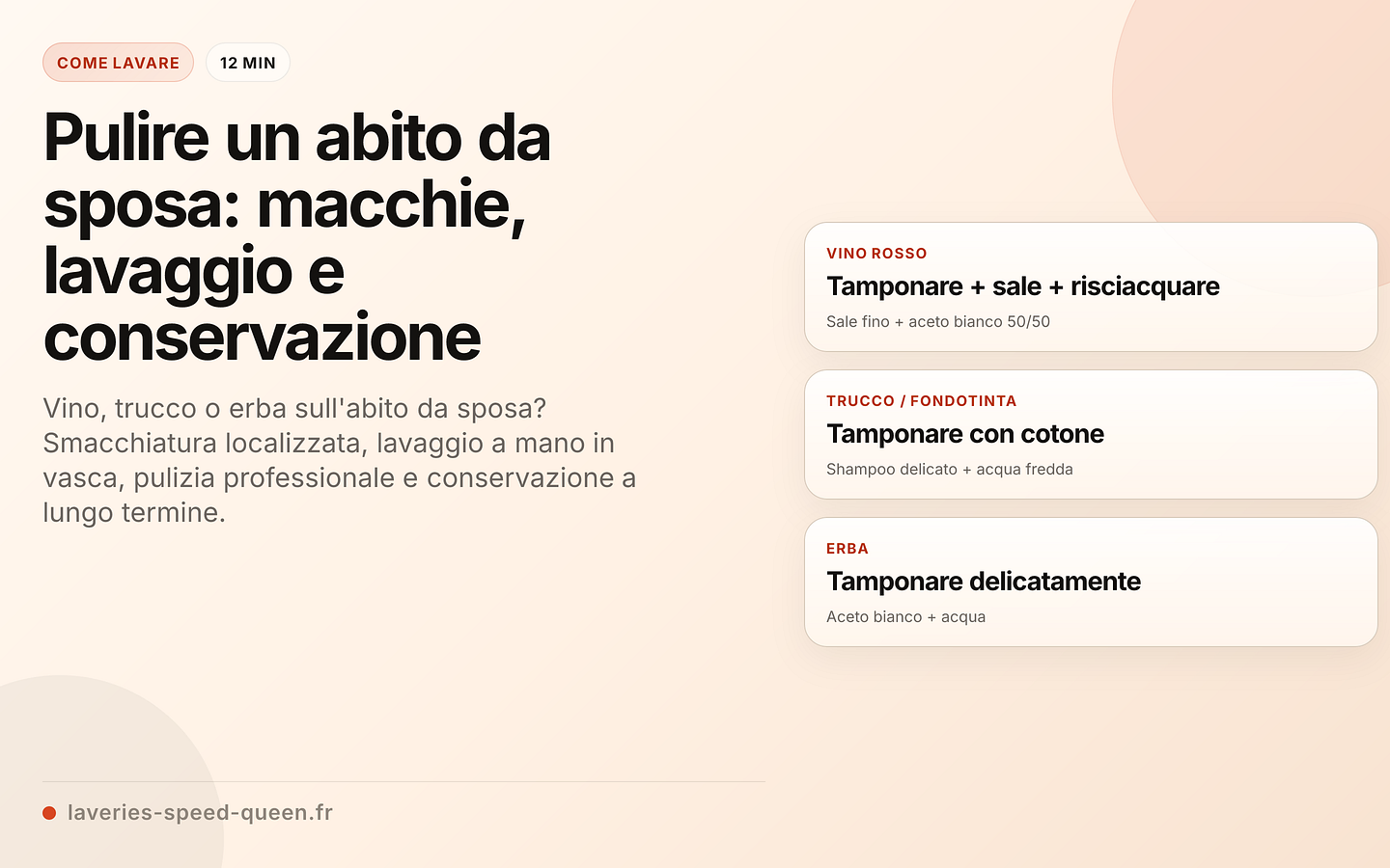 Pulizia localizzata delle macchie su un abito da sposa