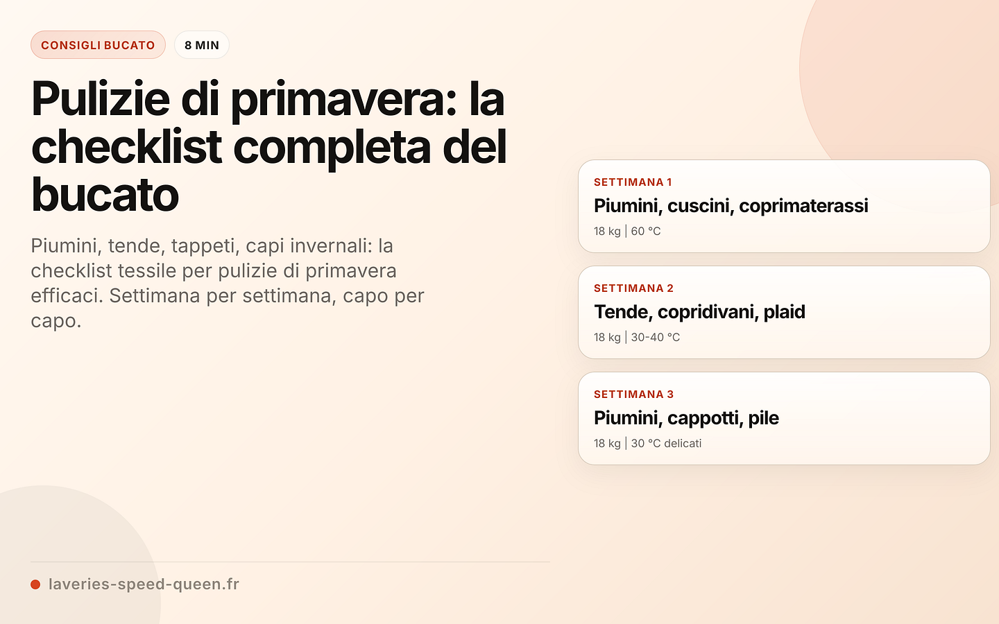Programma delle pulizie di primavera per i tessili