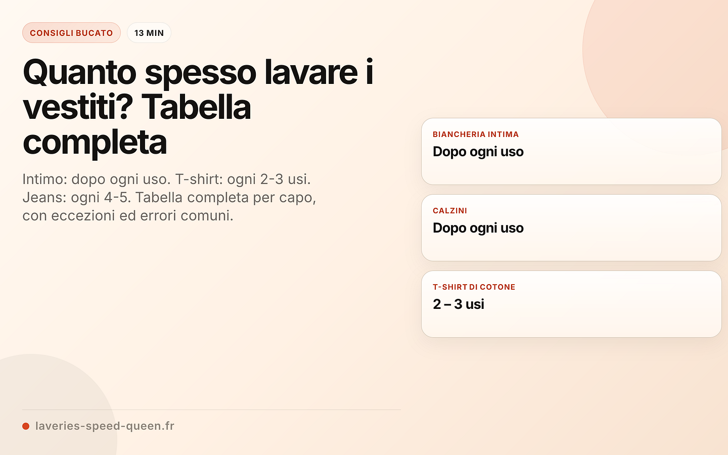 Frequenza di lavaggio consigliata