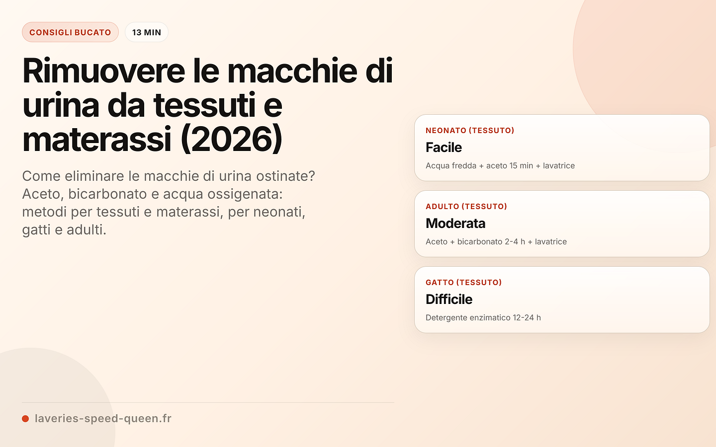Rimozione delle macchie di urina per tipo e superficie