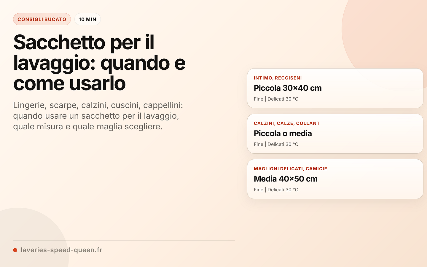Quale sacchetto per il lavaggio per quale capo