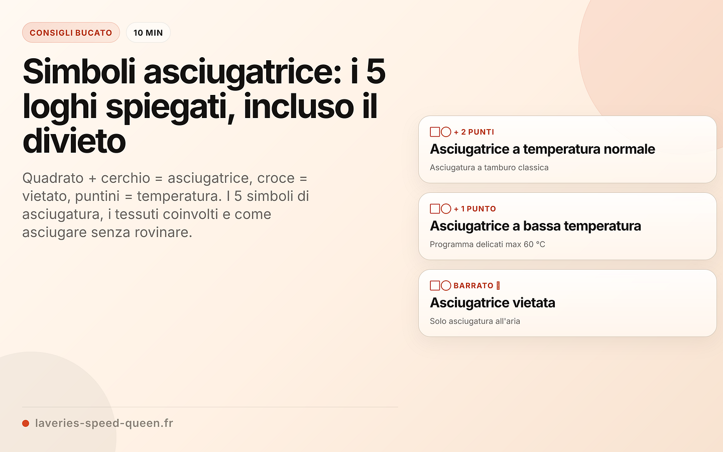 Simboli di asciugatura: guida rapida