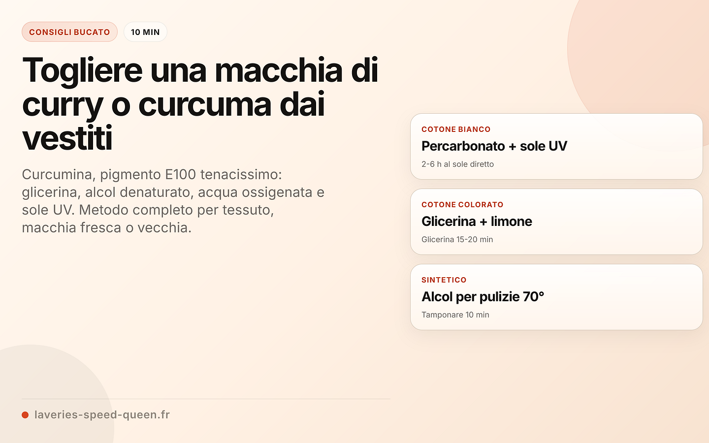 Smacchiare curry e curcuma in base al tessuto