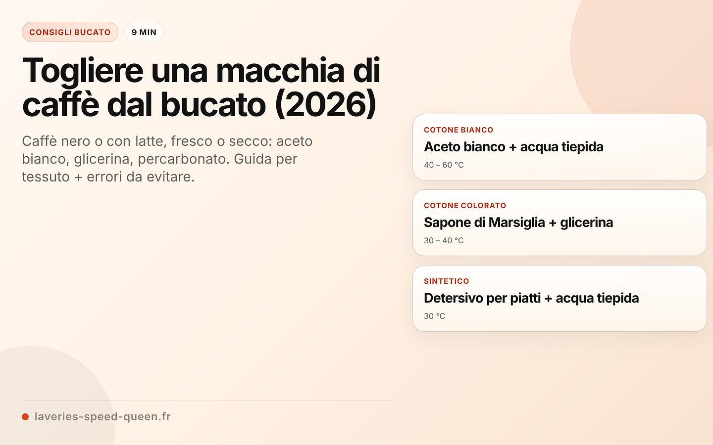 Smacchiare il caffè in base al tipo di tessuto