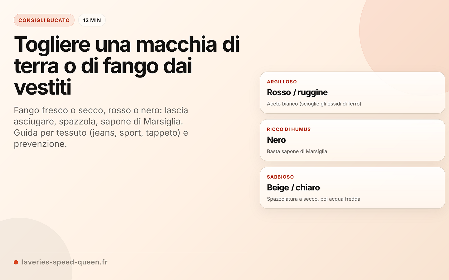 Smacchiatura del fango per tipo di terreno