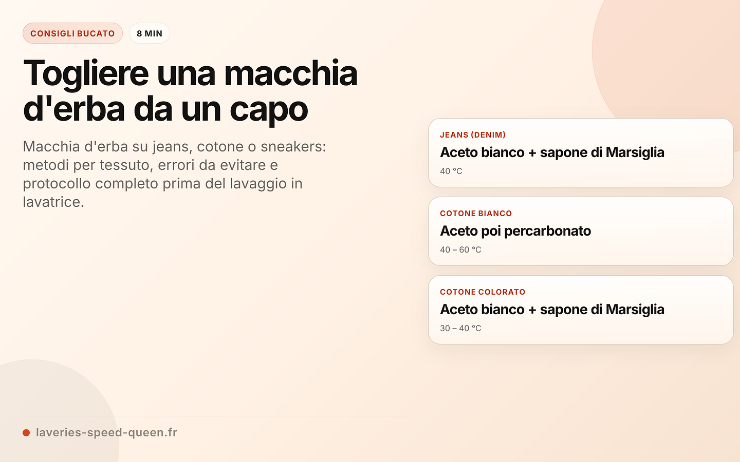 Smacchiare l'erba in base al tipo di tessuto