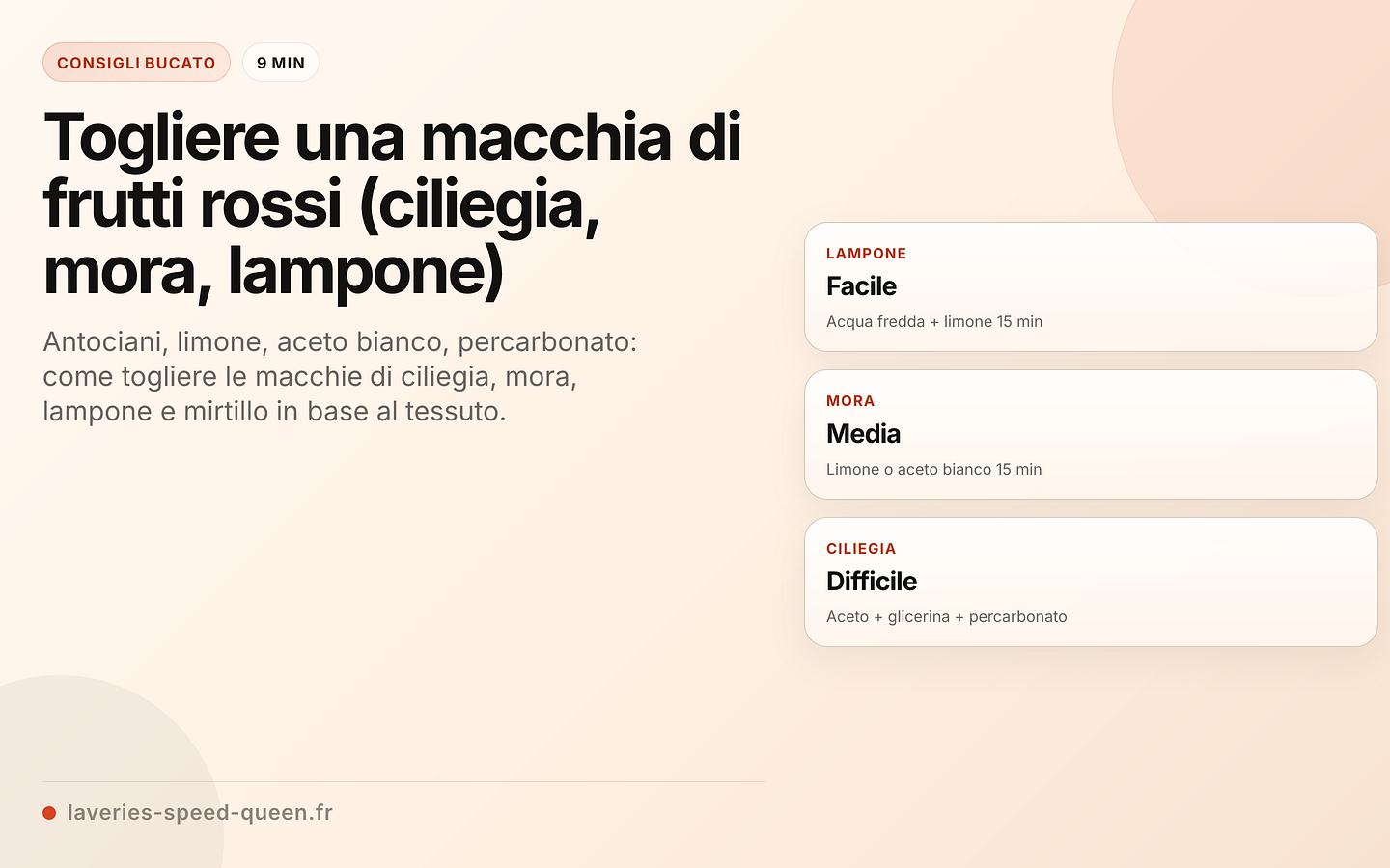Smacchiatura dei frutti rossi per livello di difficoltà