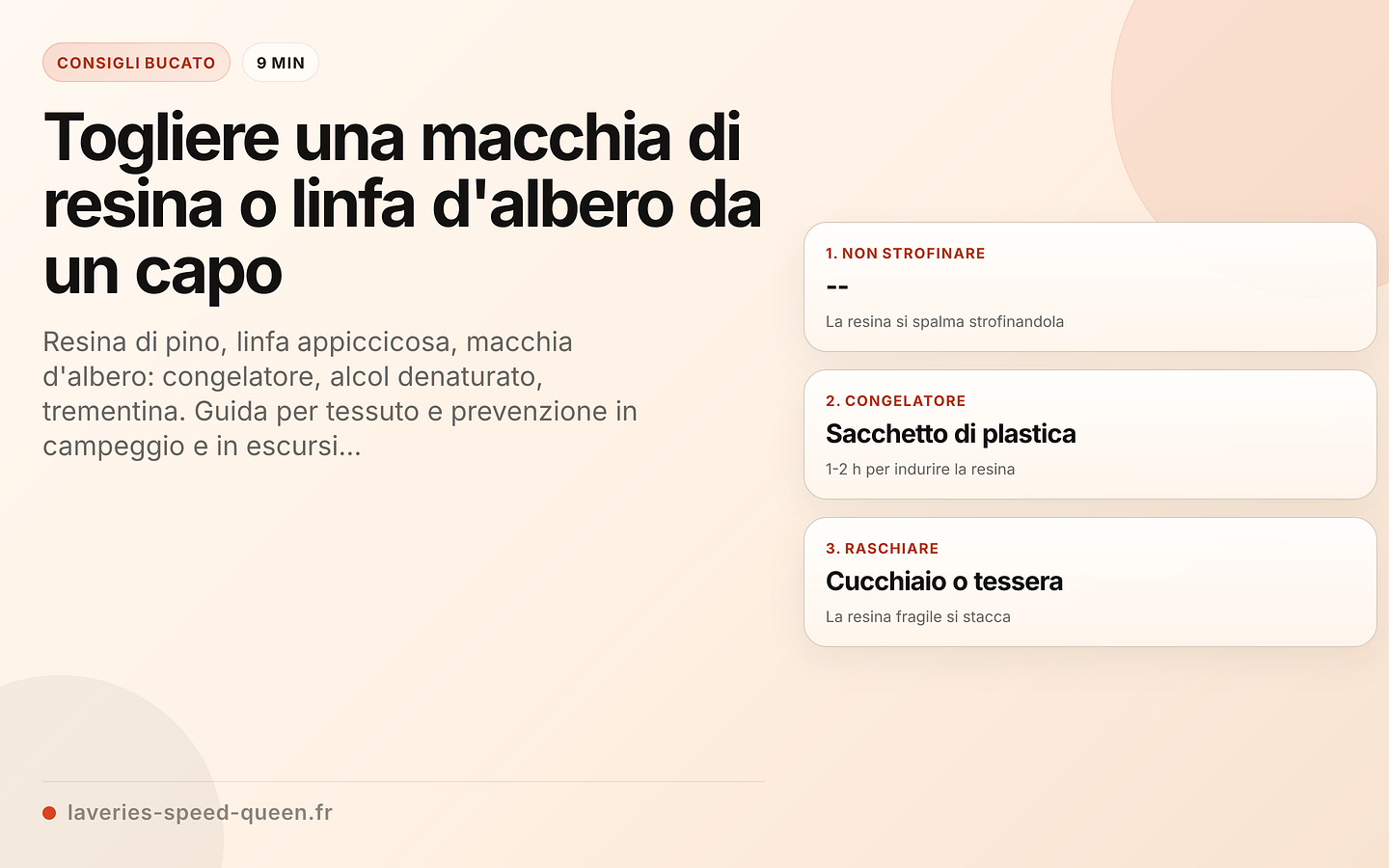 Protocollo di smacchiatura per resina e linfa