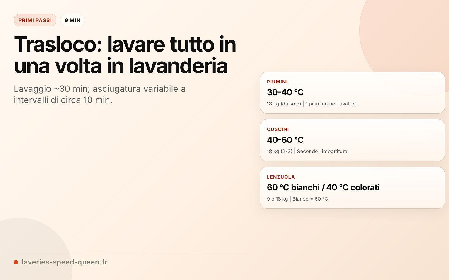 Checklist del bucato per il trasloco in lavanderia automatica