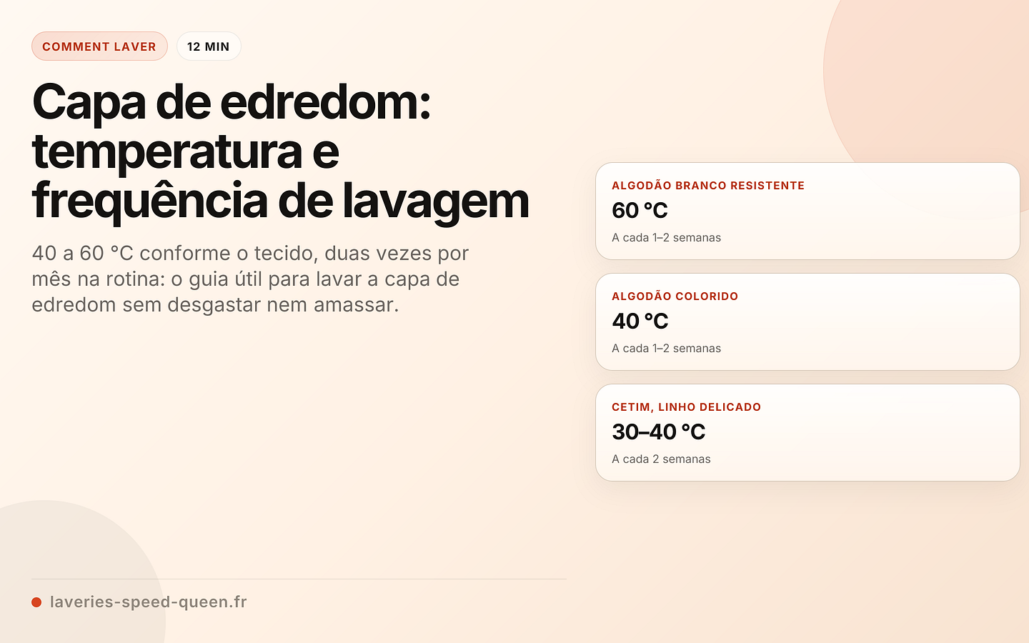 Capa de edredom: temperatura e frequência de lavagem