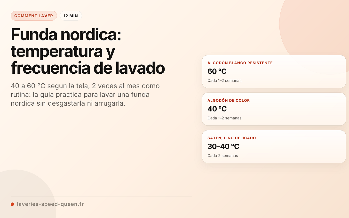 Funda nordica: temperatura y frecuencia de lavado