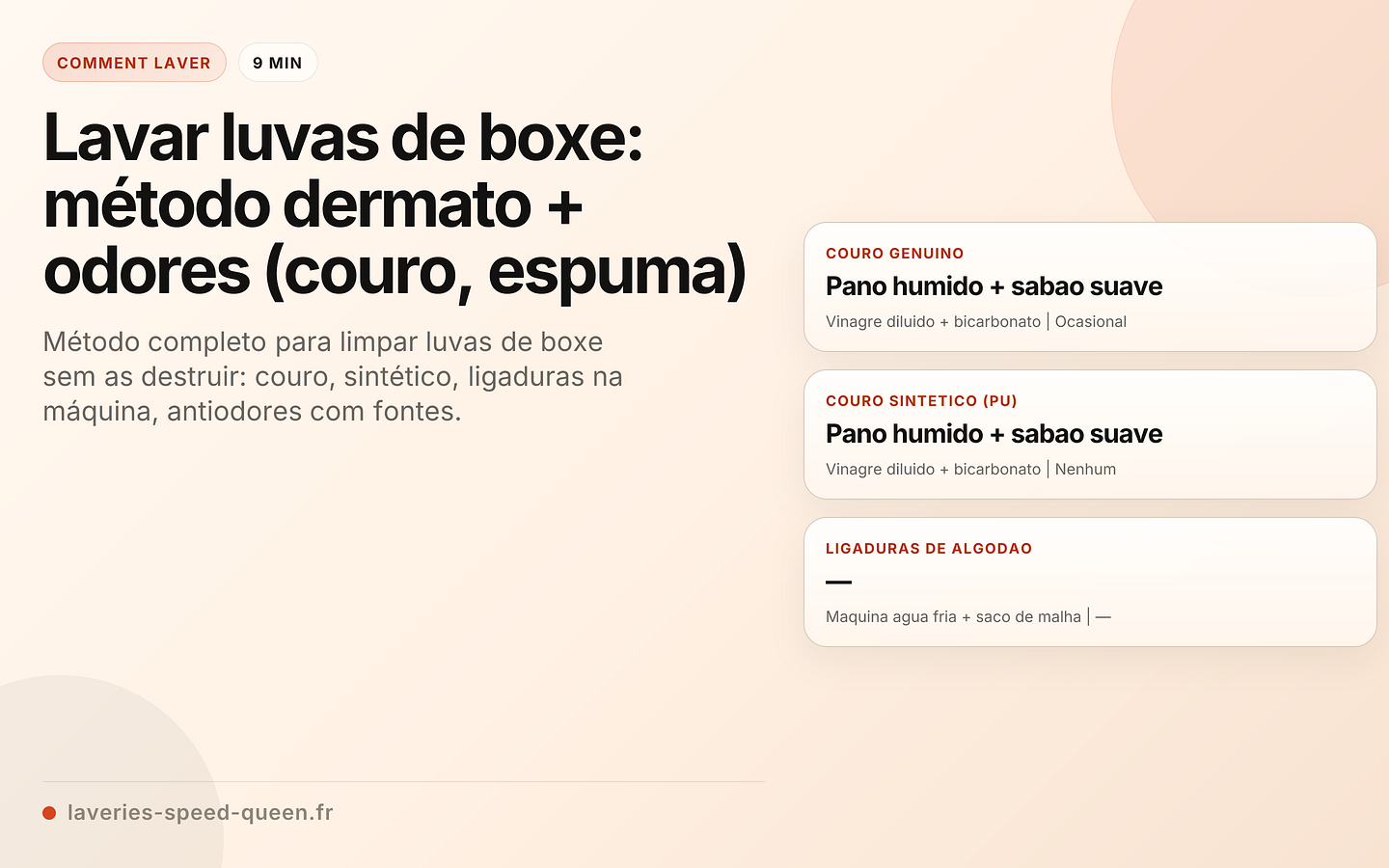 Lavar luvas de boxe: método dermato + odores (couro, espuma)