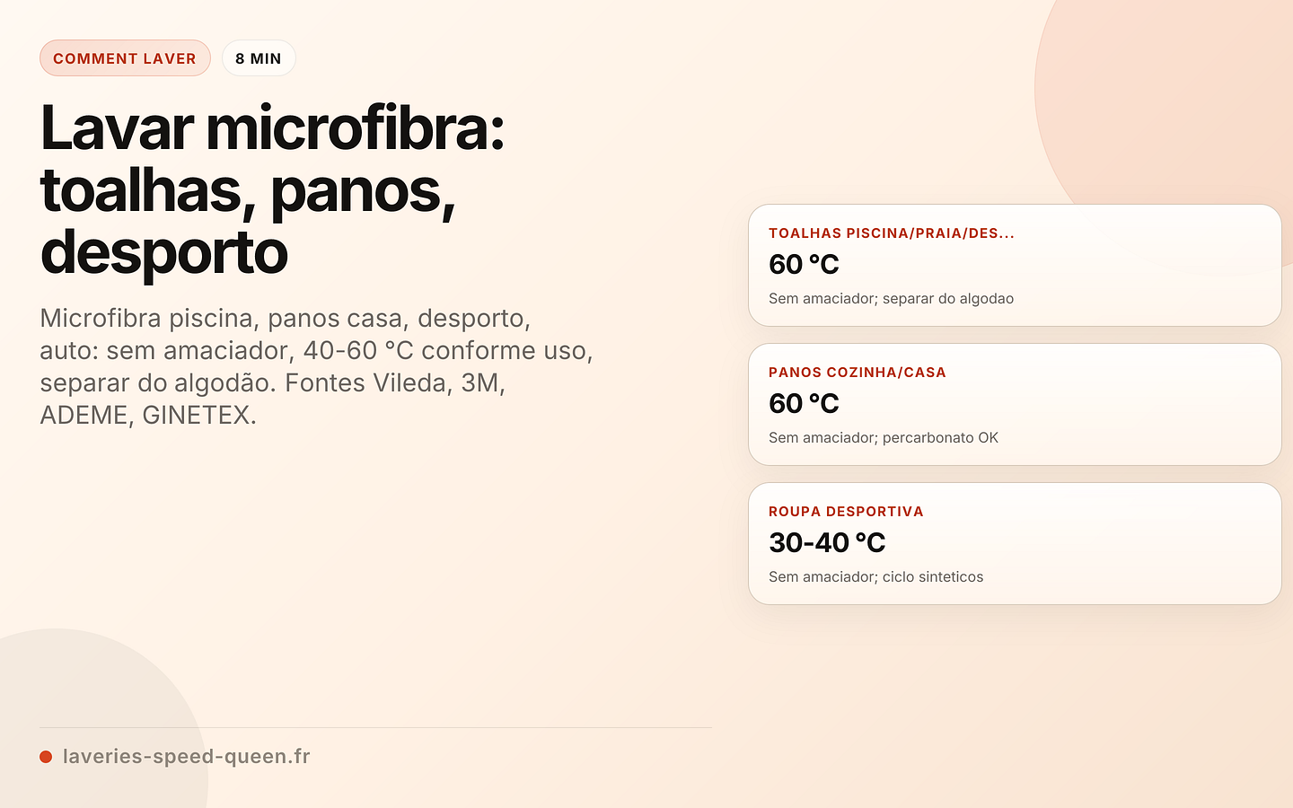 Guia de manutenção da microfibra conforme o uso