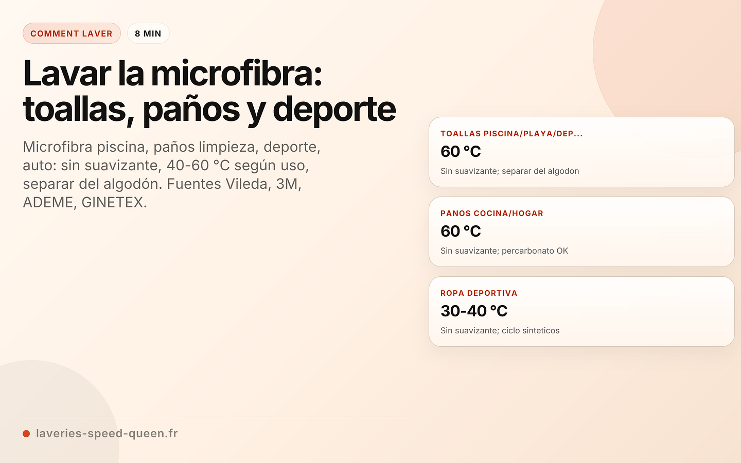 Guía de cuidado de la microfibra según el uso