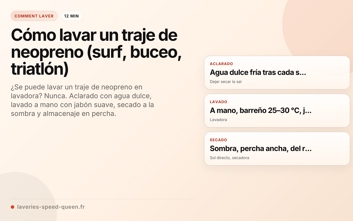 Guía de cuidado del neopreno