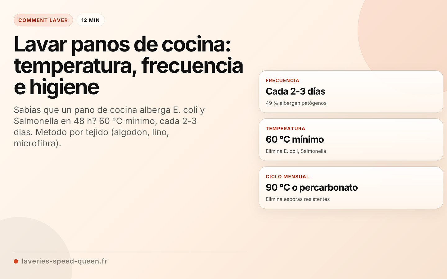 Lavar panos de cocina: temperatura, frecuencia e higiene