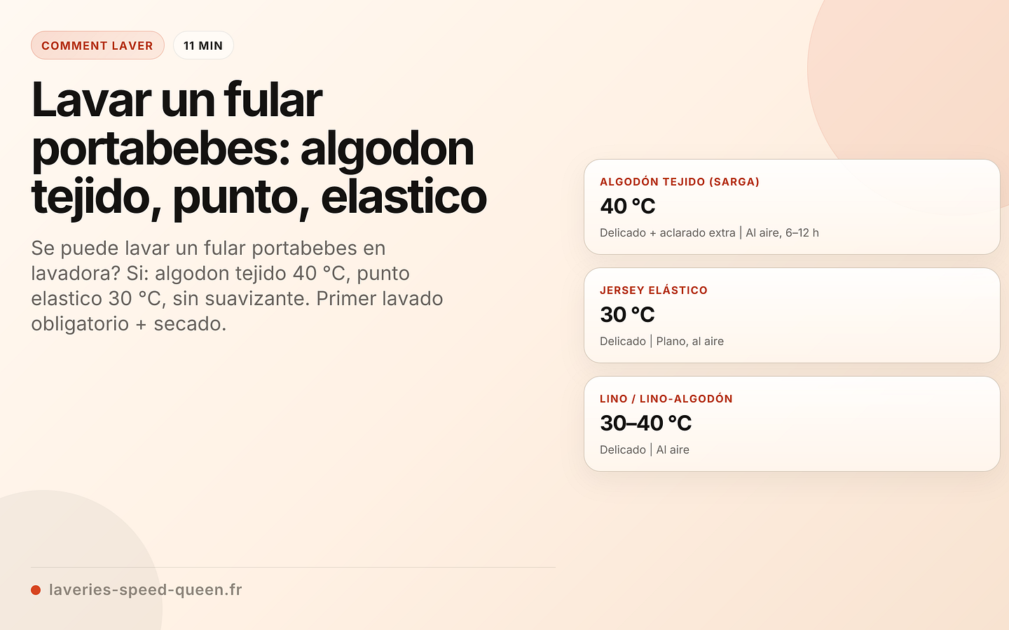 Lavar un fular portabebes: algodon tejido, punto, elastico
